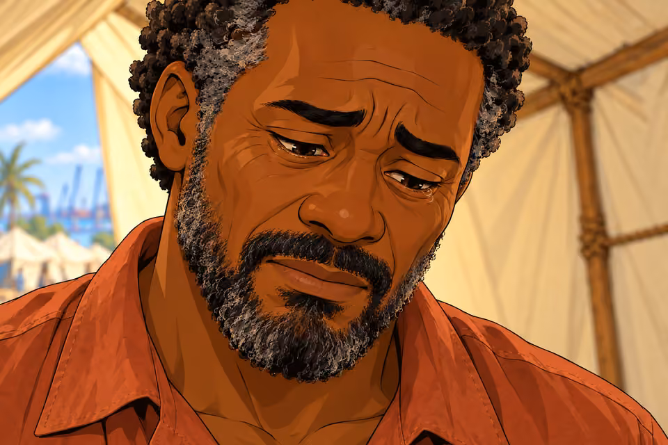 The memory of Nneka changes his expression.