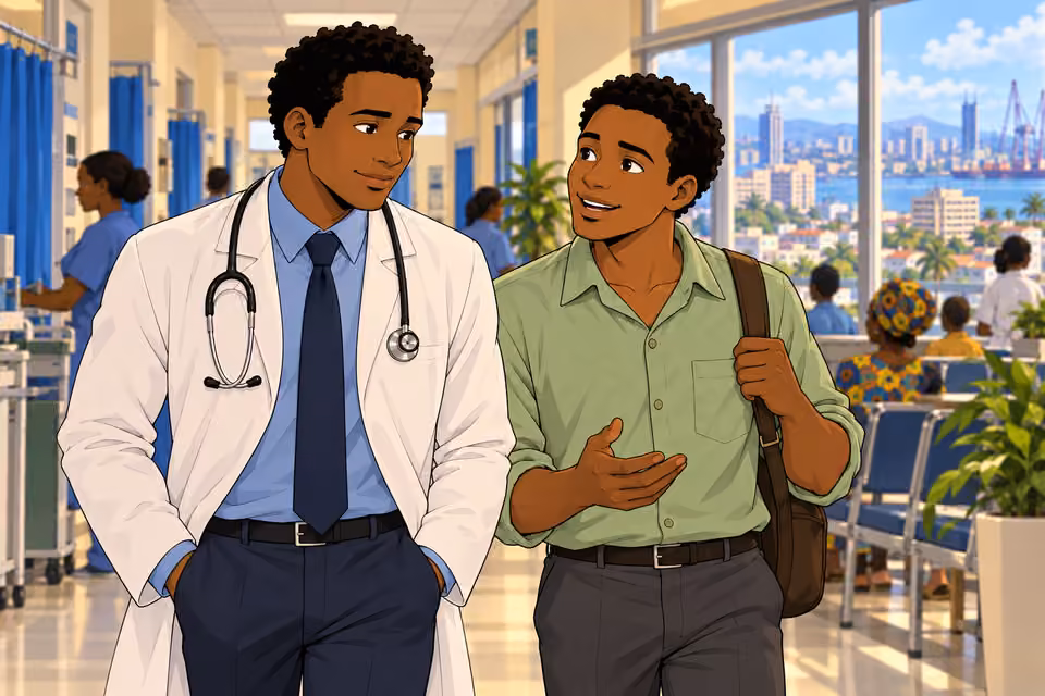 Obi visits his brother at the hospital.