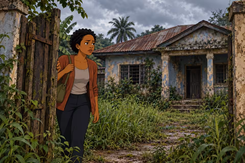 Her family home stands neglected and apparently empty.