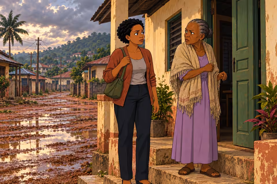 Mrs. Fola nervously asks why Adesuwa has returned.