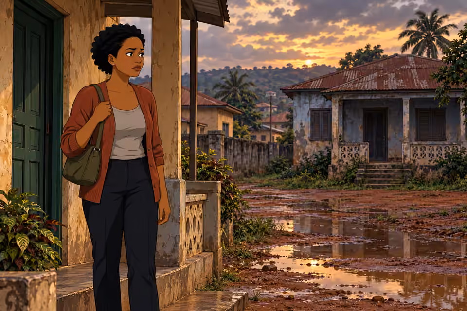 Mrs. Fola withdraws, leaving Adesuwa alone with the empty house.