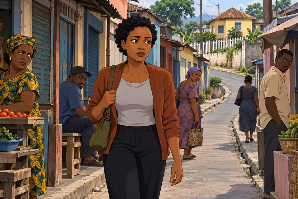 Adesuwa passes suspicious glances on familiar streets.