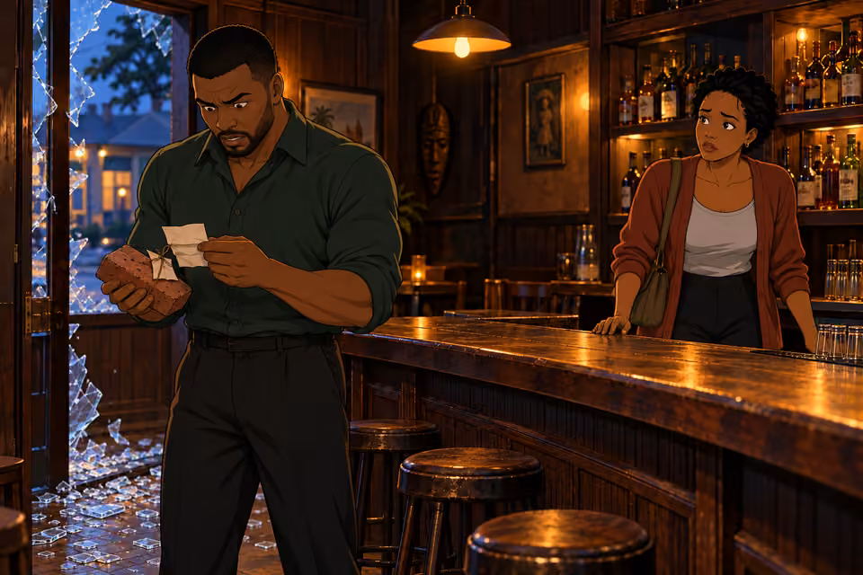 Tayo discovers a threatening note attached to the brick.