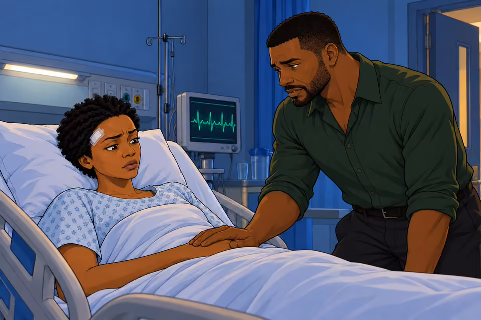 Tayo reaches for Adesuwa’s arm and begs her to walk away.