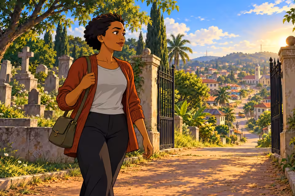 Adesuwa leaves the cemetery ready to begin her life again.