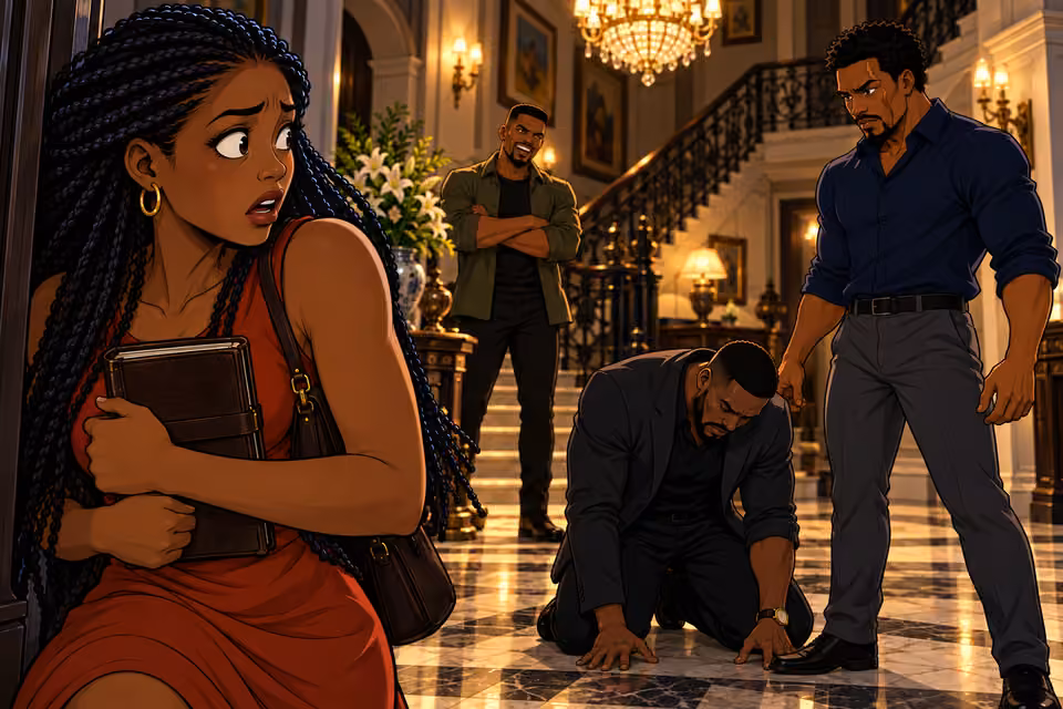 Yewande watches in horror as Chike is overpowered.