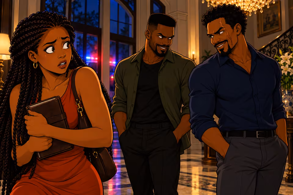 Distant sirens prompt a sinister exchange between Ayodele and Emeka.